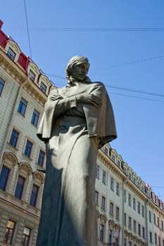 The famous monument to Russian writer Nikolai Gogol. in St. Petersburg. Russia.