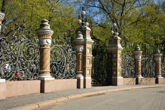 main gate of the Petrov-park in downtown St. Petersburg. Russia.