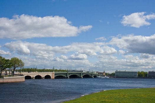 movable bridges on the River Neva. St. Petersburg. Russia.
