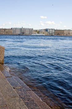 embankment of the Neva river. View of the city of St. Petersburg. Russia.