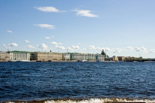 embankment of the Neva river. View of the city of St. Petersburg. Russia.