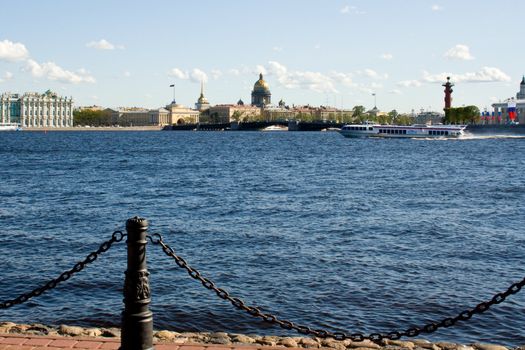 embankment of the Neva river. View of the city of St. Petersburg. Russia.