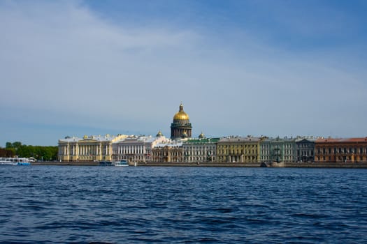 embankment of the Neva river. View of the city of St. Petersburg. Russia.