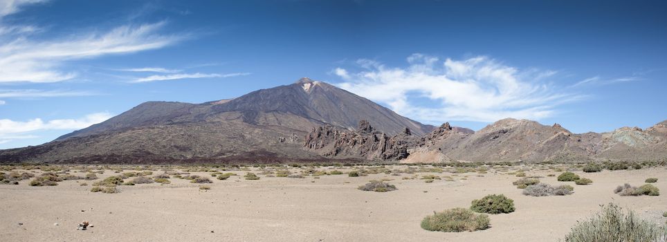 view of the volcano of Mount Teide on Tenerife Spain made with the union of two pictures