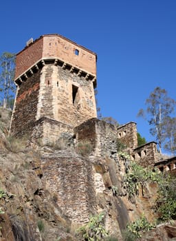 roman watchtower in alcantara Spain prior to the passage of the river Tagus