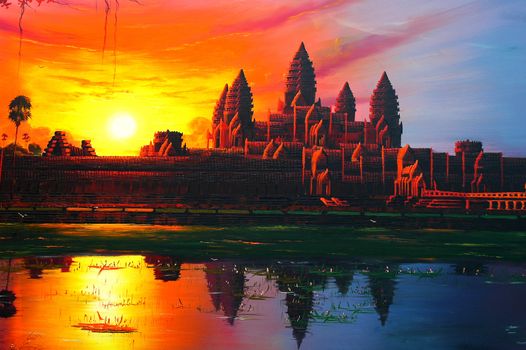 Landscape of sunrise at Angkor Wat,Cambodia