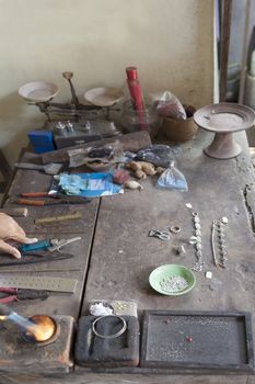 Artisan making silver jewelry in Bali, Indonesia