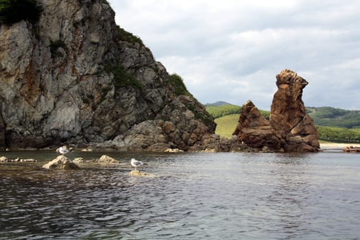 Beautiful rock with the name - a bird a cock.
Island Putjatin
