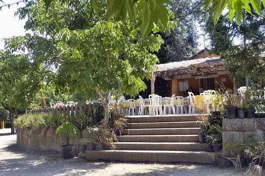 the terrace of the restaurant of the camp-site