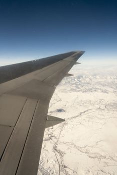 View from an airplane in flight