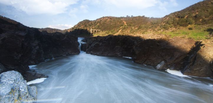 Beautiful view of a river landscape in the Alentejo region, Portugal.