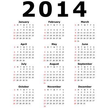 Illustration of a Simple Calendar - 2014
