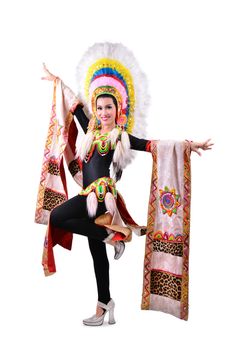 cabaret dancer on a white background