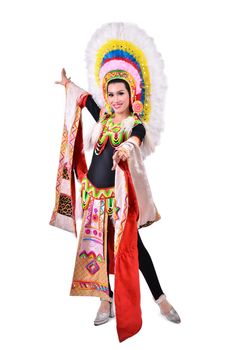 cabaret dancer on a white background