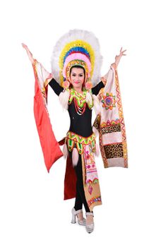 cabaret dancer on a white background