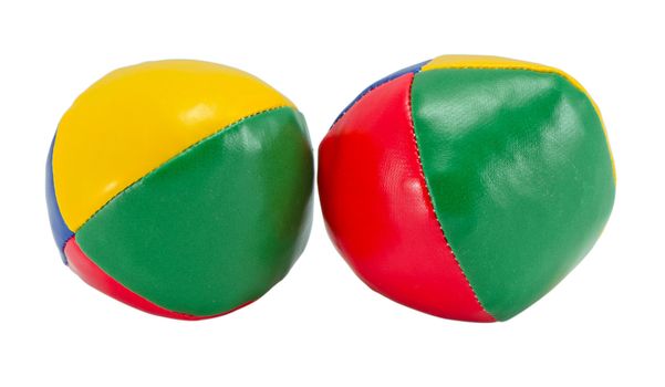 colorful soft juggling balls isolated on white background