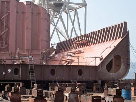 detail of ship structure on slipway