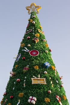 Artificial Christmas tree with decorations