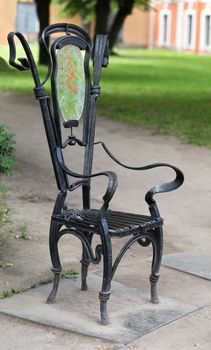 The metal Garden chair  in the garden