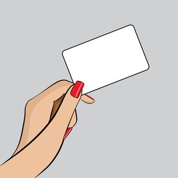 A Pop Art Illustration of a hand with a Business Card