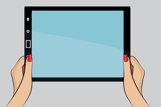 A Pop Art Illustration of a hand with a Tablet PC