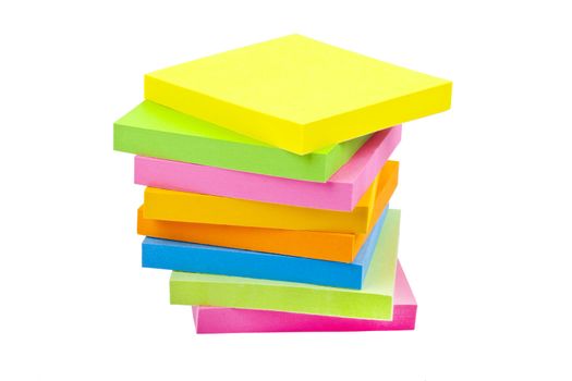 Stack of Sticky Note Pads over a white background.