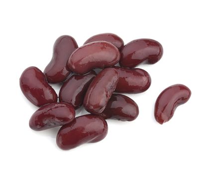 Isolated handful of red kidney bean on the white