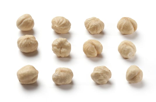 Set of hazelnut on the white background