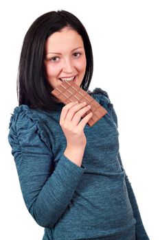 teenage girl eating chocolate
