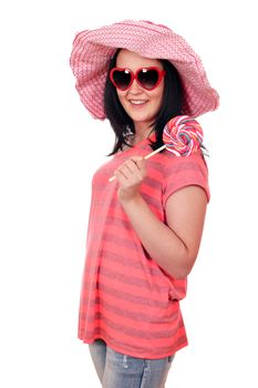 teenage girl with lollipop
