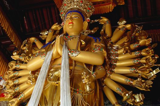 Golden Goddess of Mercy with one thousand hands
