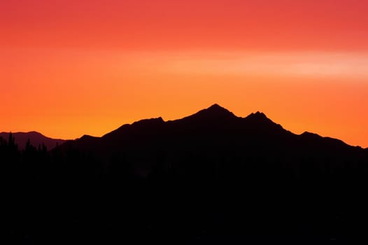 Landscape of mountains at sunset