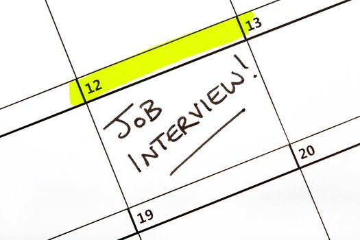 Date for a Job Interview written on a Calendar.