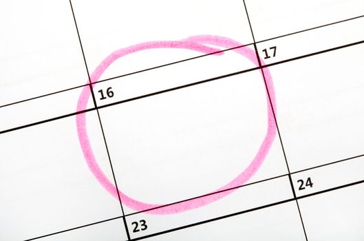 Date highlighted on a Calendar.