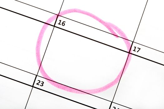 Date highlighted on a Calendar.