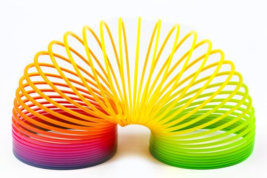 Slinky Toy isolated over a plain white background.