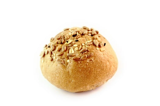 brown bread loaf on white background