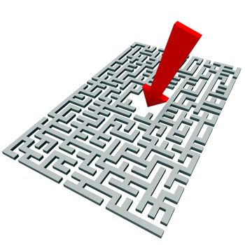 arrow over a labyrinth hits the target