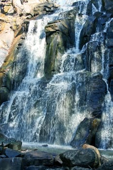 Water falls from high mountain