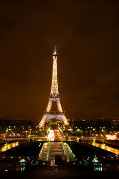PARIS, FRANCE - OCTOBER 26: Ceremonial lighting of the Eiffel tower on October 26, 2006 in Paris, France. The Eiffel tower is the most visited monument of France.