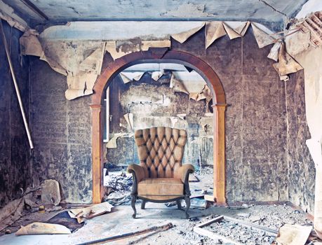 old abandoned burned interior photo