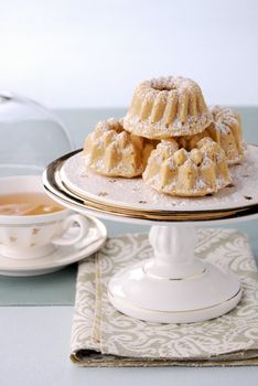 Bundt cakes on white plate