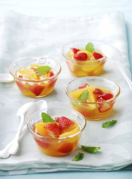 Red strawberry with fruit jelly