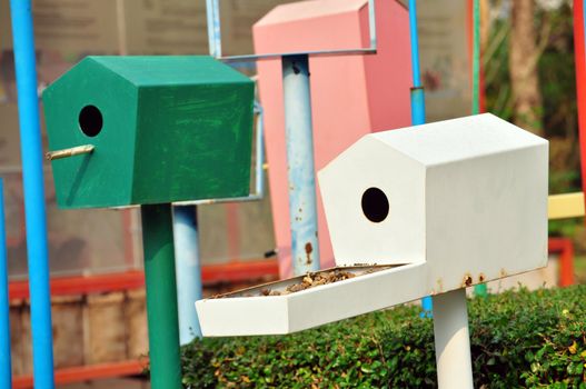 A nest box, also spelled nestbox is a man-made box provided for animals to nest in. Nest boxes are most frequently utilized for wild and domesticated birds, in which case they are also called birdhouses.