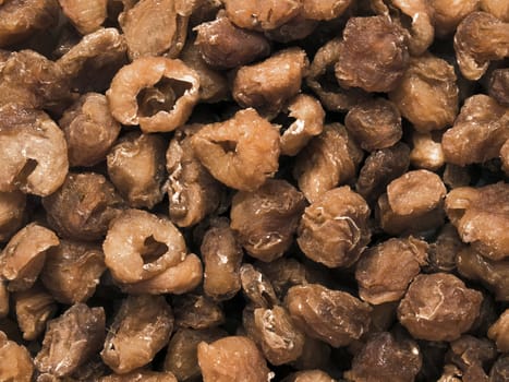 close up of a heap of dried longan food background