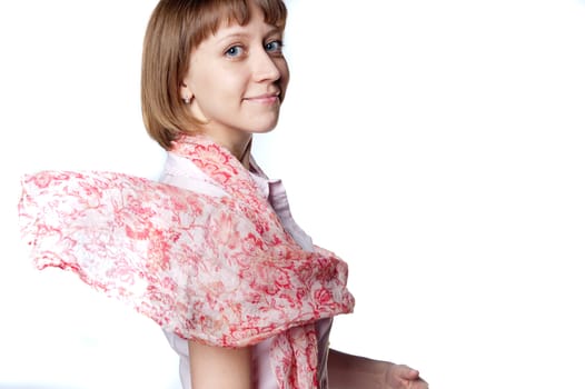 young girl in a light scarf