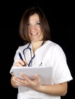 happy medical girl with folder
