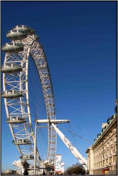 London Eye against blue sky