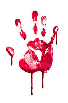 A high resolution image of a blood hand print