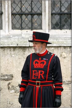 Guard at the Tower of London in traditional costume